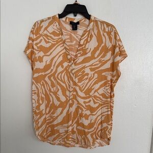 RACHEL Rachel Roy Orange and White Zebra Print Blouse